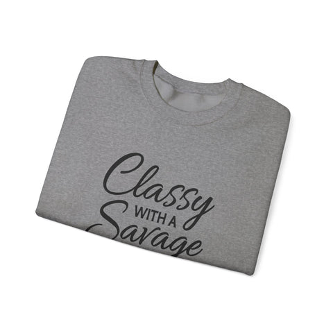Classy with a Savage Side (Pittsburgh Sarcasm Series) - Heavy Blend™ Crewneck Sweatshirt