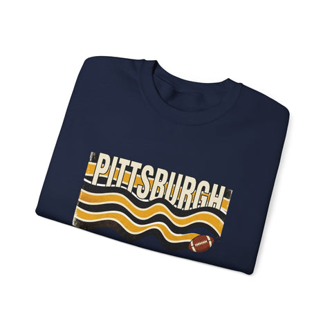 Pittsburgh Wavy Football Crewneck Sweatshirt