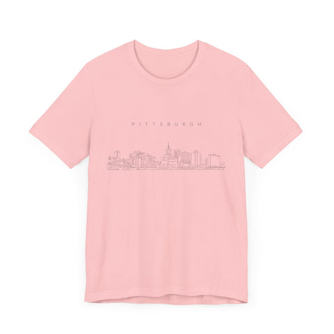 Pittsburgh One Line Drawing of Skyline T-Shirt  - Unisex bella+canvas 3001 T-Shirt Printify   