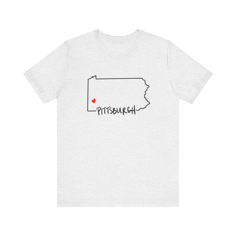 Love Pittsburgh Pennsylvania Short Sleeve T-Shirt  - Unisex bella+canvas 3001 T-Shirt Printify Ash S 