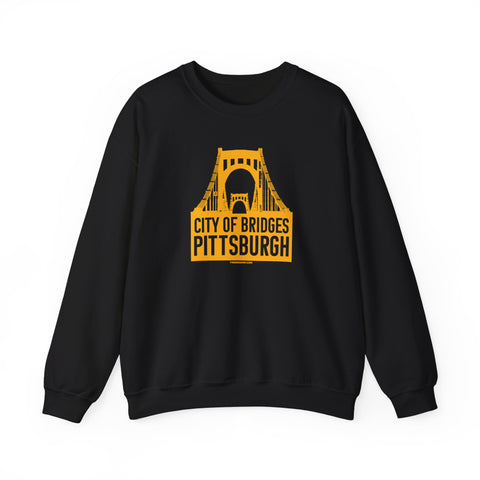 Pittsburgh City of Bridges - Unisex Heavy Blend™ Crewneck Sweatshirt Sweatshirt Printify Black S 