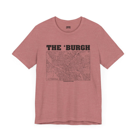 The 'Burgh Retro Map   - Short Sleeve Tee T-Shirt Printify Heather Mauve S 