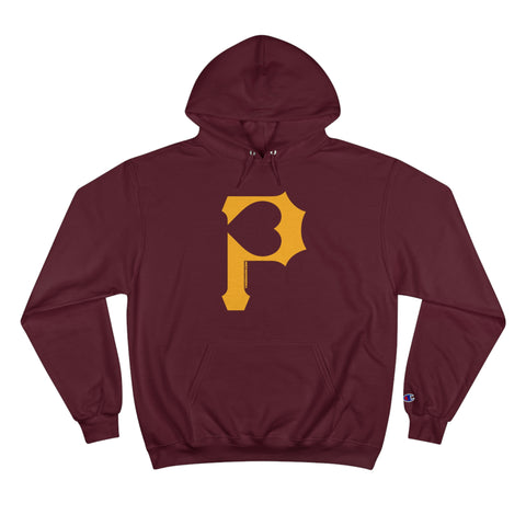 Heart of Pittsburgh - P for Pittsburgh Series - Champion Hoodie Hoodie Printify Maroon S 