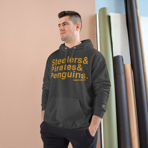 Pittsburgh Sports Teams Ampersand - Champion Hoodie Hoodie Printify   