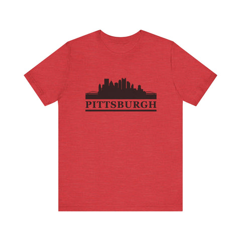 Pittsburgh Downtown Skyline Design T-Shirt  - Unisex bella+canvas 3001 T-Shirt Printify Heather Red S 