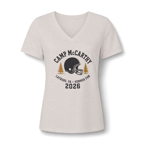 Camp McCarthy 2026 Women's V‑Neck Tee — Summer Camp Football Vintage Design