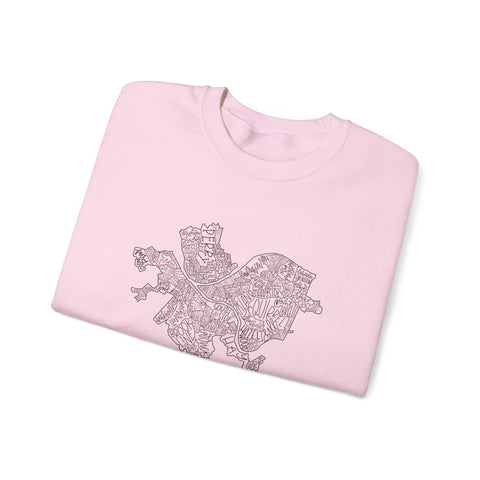 Pittsburgh Neighborhood Map Heavy Blend™ Crewneck Sweatshirt