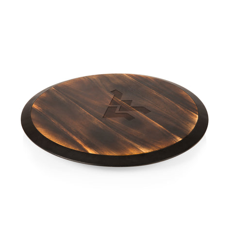 West Virginia Mountaineers Lazy Susan Serving Tray - Rotating Acacia Wood Tray