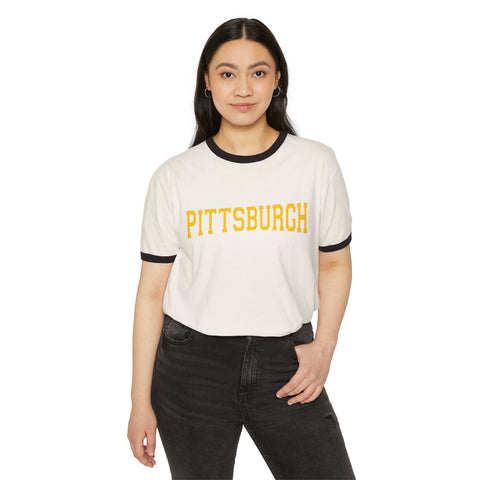 Pittsburgh Varsity Letters Unisex Cotton Ringer T-Shirt