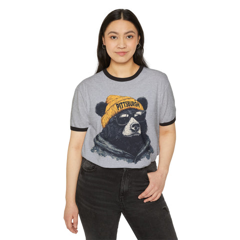 Pittsburgh Bear - Unisex Cotton Ringer T-Shirt