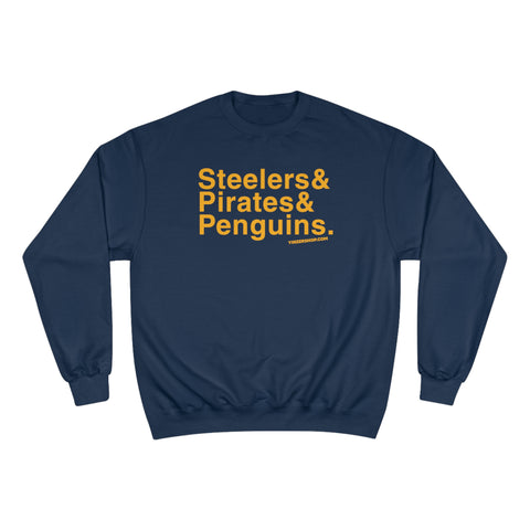 Pittsburgh Sports Teams Ampersand - Champion Crewneck Sweatshirt Sweatshirt Printify Navy S 