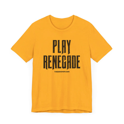 Play Renegade Distressed Font - Short Sleeve Shirt T-Shirt Printify Gold S 