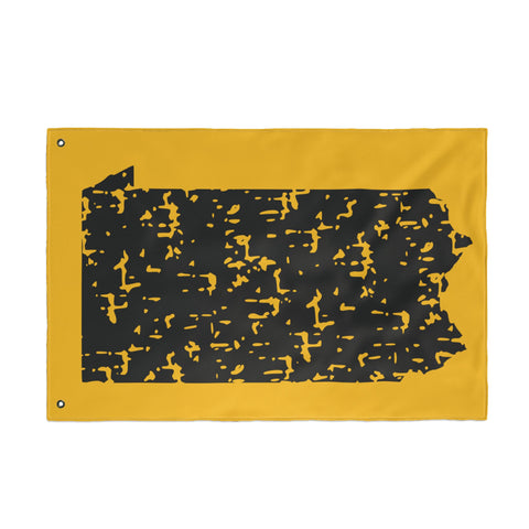 Pennsylvania Grunge - Double Sided Flag - Black and Gold
