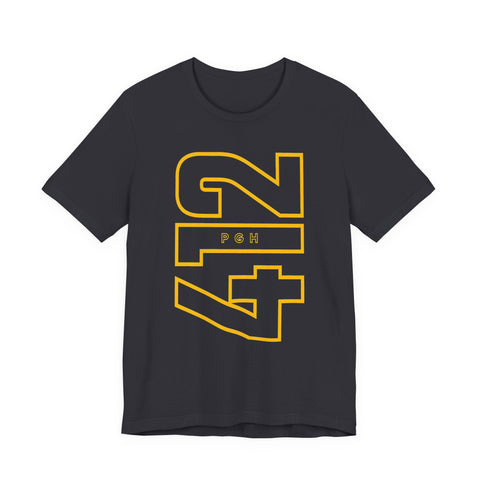 412 Bold Vertical Number Tee — Minimalist Monochrome Graphic T-Shirt