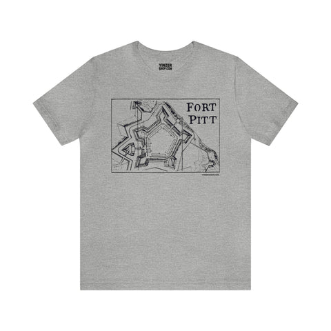Fort Pitt Map - Retro - Short Sleeve Tee T-Shirt Printify Athletic Heather S 