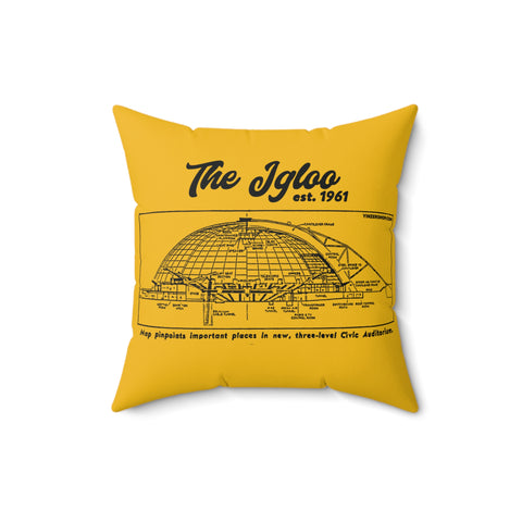 The Igloo - 1961 - Civic Arena - Retro Schematic - Spun Polyester Square Pillow