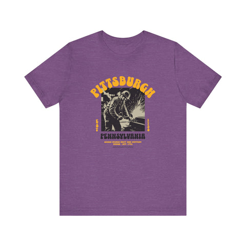 Pittsburgh Steel Legacy: Forging History T-Shirt T-Shirt Printify Heather Team Purple S 