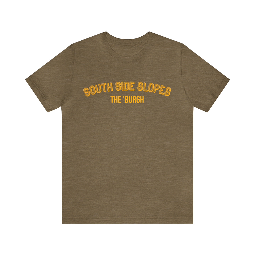 South Side Slopes - The Burgh Neighborhood Series - Unisex Jersey Short Sleeve Tee T-Shirt Printify Heather Olive L 