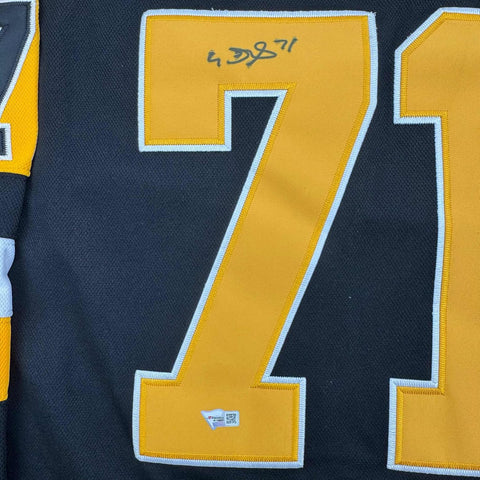 Framed Autographed/Signed Evgeni Malkin 35x39 Pittsburgh Penguins Authentic Black Hockey Jersey Fanatics COA