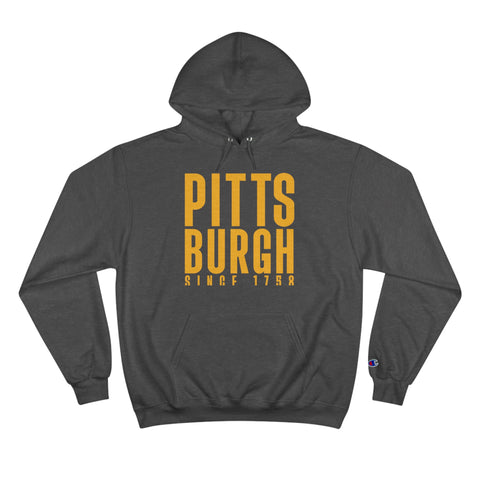 Big Pittsburgh - Champion Hoodie Hoodie Printify Charcoal Heather S 