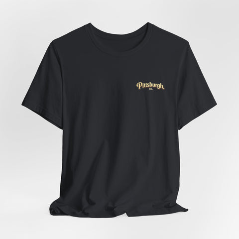 Vintage Pittsburgh Sunset (Print on Back) - Unisex Jersey Short Sleeve Tee