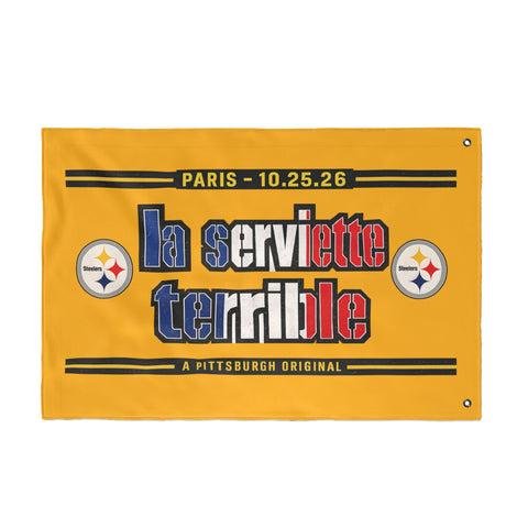 Pittsburgh Steelers French Flag Towel – "La Serviette Terrible" - Double Sided Flag