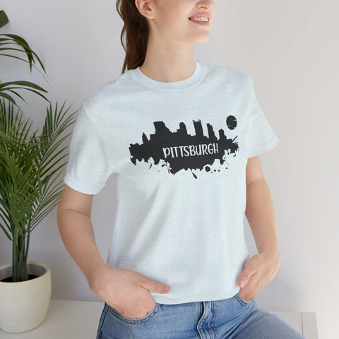 Pittsburgh Splash Skyline T-Shirt  - Unisex bella+canvas 3001 T-Shirt Printify   