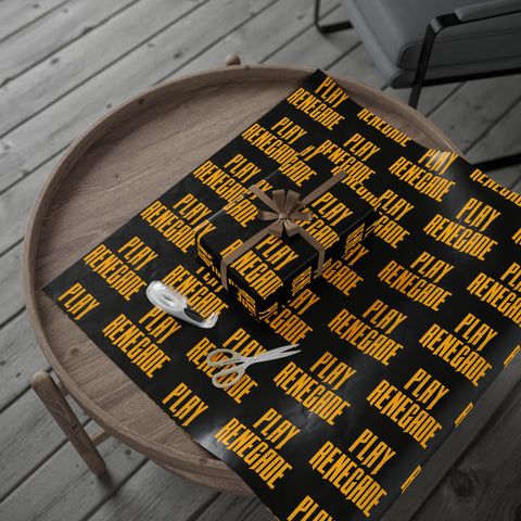 Play Renegade Wrapping Paper Roll — Black & Gold 'Ho Ho Ho' Holiday Gift Wrap