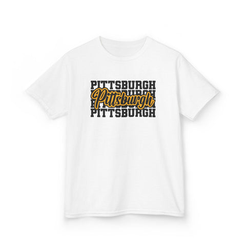 Pittsburgh Typography - Kids Graphic T-Shirt