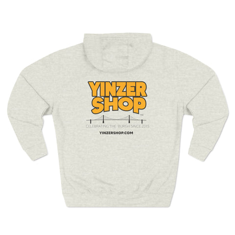 YinzerShop Serving Since 2015 - Print on back- Lane Seven LS14001 Three-Panel Fleece Hoodie Hoodie Printify