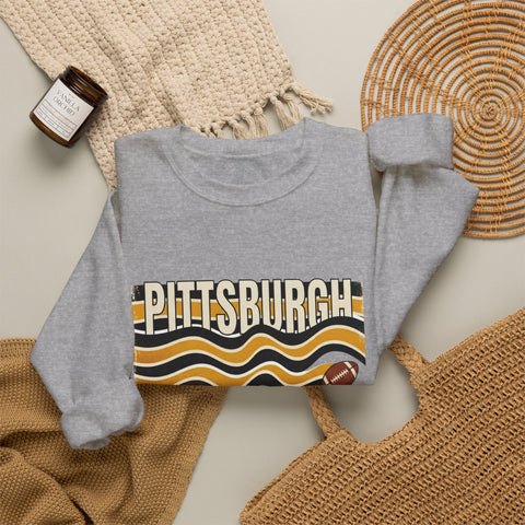 Pittsburgh Wavy Football Crewneck Sweatshirt