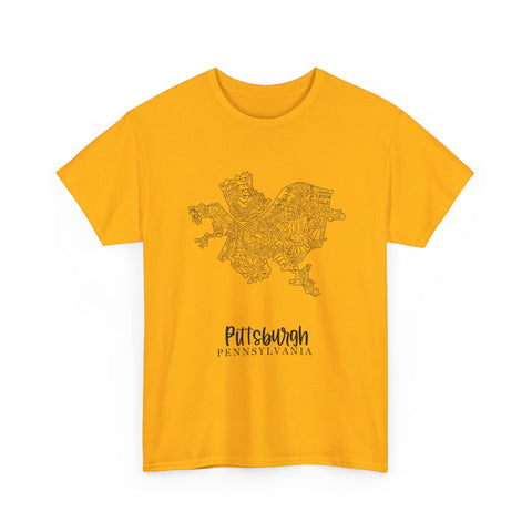 Pittsburgh Neighborhood Map Unisex Heavy Cotton Tee