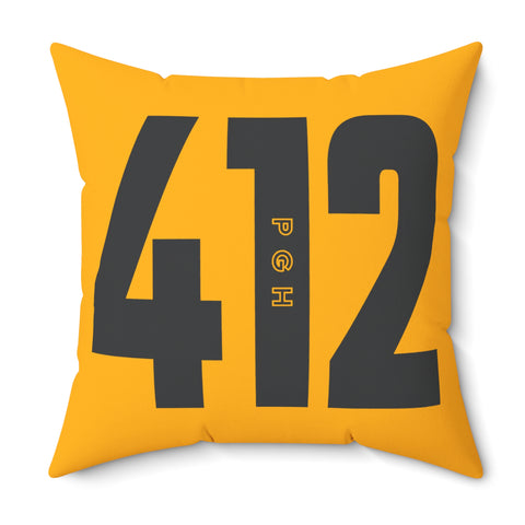 412 City Code Throw Pillow — Yellow Pittsburgh Number Accent Pillow