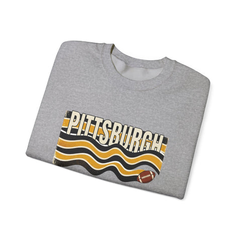 Pittsburgh Wavy Football Crewneck Sweatshirt