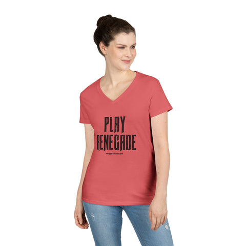 Play Renegade Distressed Graphic - Ladies' V-Neck T-Shirt V-neck Printify