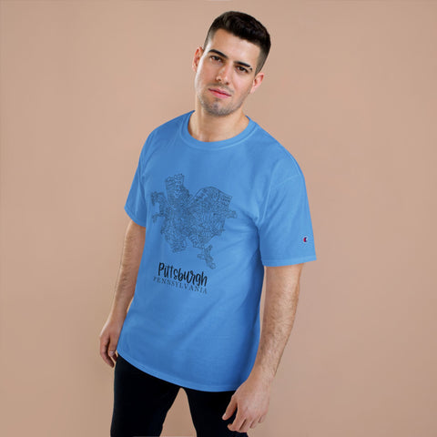 Pittsburgh Topo Word Map Graphic Champion T-shirt