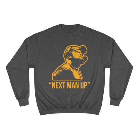 Next Man Up - Tomlin Quote - Champion Crewneck Sweatshirt Sweatshirt Printify Charcoal Heather S 