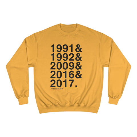 Pittsburgh Penguins Stanley Cups Ampersand - Champion Crewneck Sweatshirt Sweatshirt Printify Gold S 