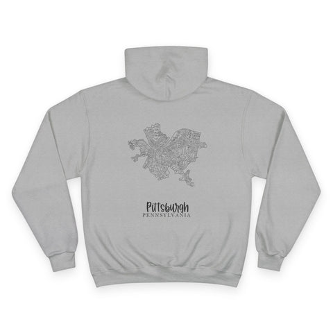 Pittsburgh Neighborhood Map - Print on back Hoodie