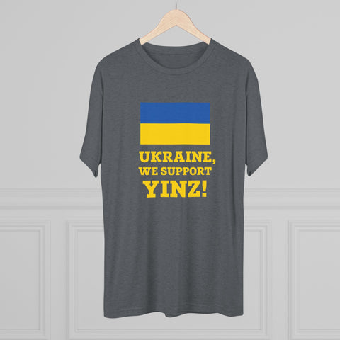 Ukraine, We Support Yinz! - Tri-Blend Crew Tee T-Shirt Printify   