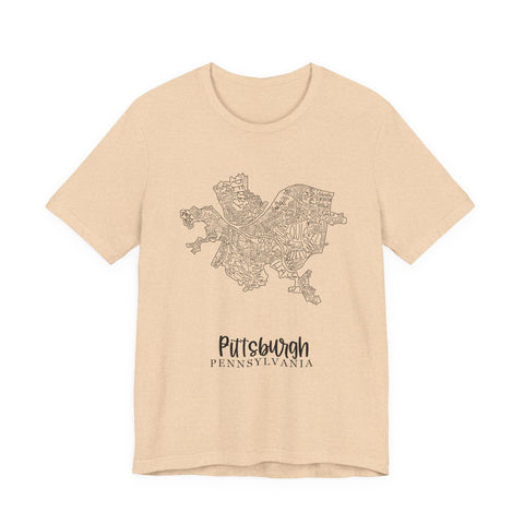 Pittsburgh Neighborhoods Map Short Sleeve T-Shirt
