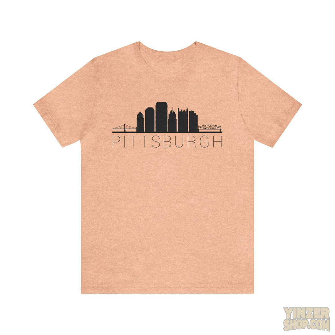 Pittsburgh Downtown Skyline Simplistic Design T-Shirt  - Unisex bella+canvas 3001 T-Shirt Printify Heather Peach L 