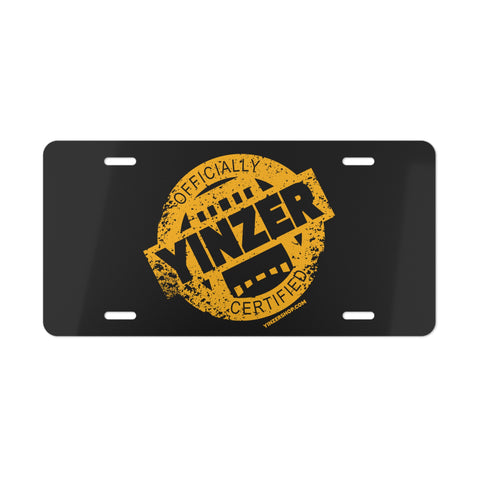 Vanity Plate — "Officially Vinzer Certified" Black Novelty License Plate