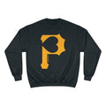 Heart of Pittsburgh - P for Pittsburgh Series - Champion Crewneck Sweatshirt Sweatshirt Printify Black S 