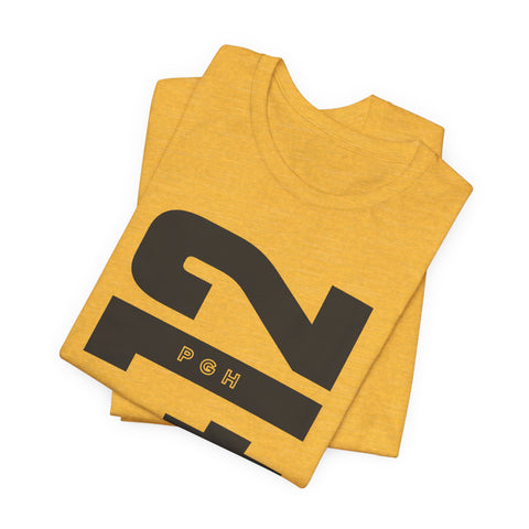412 Bold Vertical Number Tee — Minimalist Monochrome Graphic T-Shirt