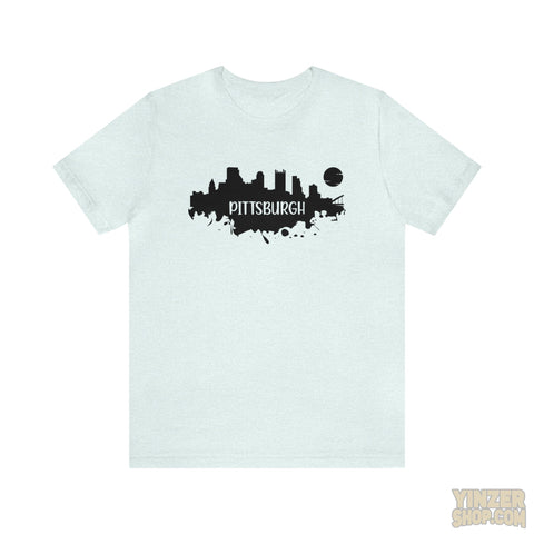 Pittsburgh Splash Skyline T-Shirt  - Unisex bella+canvas 3001 T-Shirt Printify Heather Ice Blue S 
