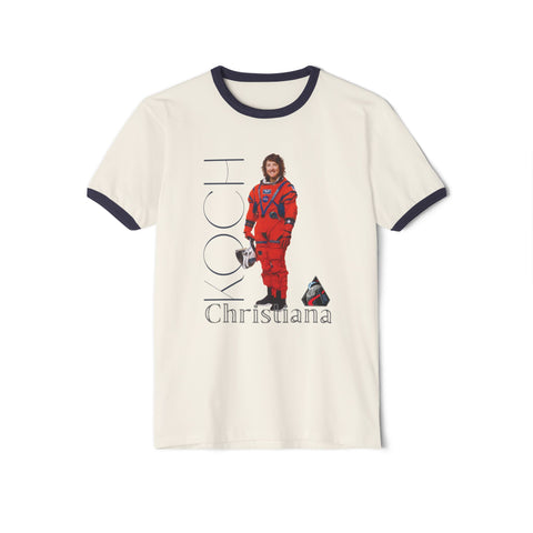 Astronaut Graphic Ringer T-Shirt — 'Koch/Christiana' Retro Space Crew Tee Artemis 2