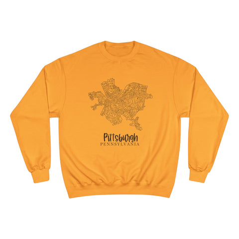 Pittsburgh Topo Word Map Graphic Premium Fit Champion Sweatshirt