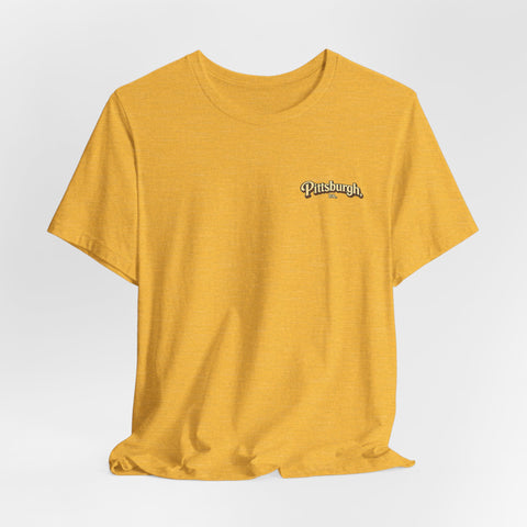 Vintage Pittsburgh Sunset (Print on Back) - Unisex Jersey Short Sleeve Tee