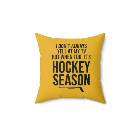 Pittsburgh Hockey Yellow & Black Square Pillow Home Decor Printify